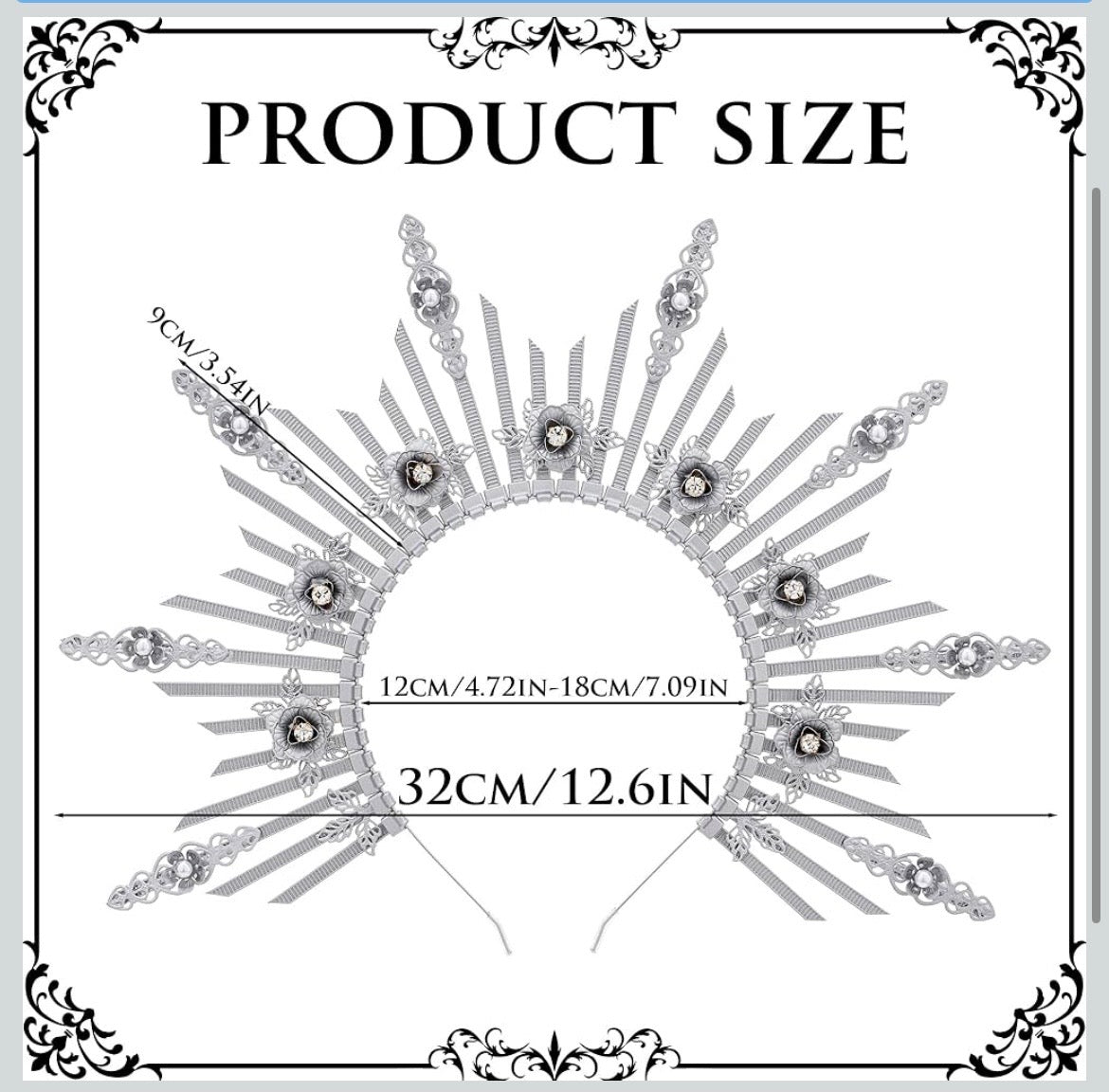 Greek Goddess Sun Headband (Silver)