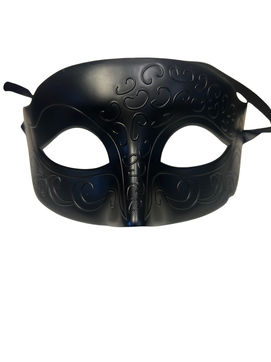 Venetian Style Masquerade Mask (Black with swirl design)