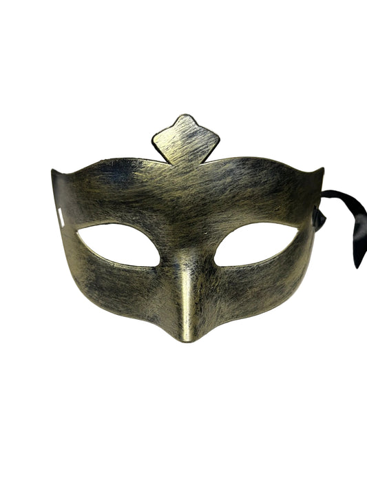 Venetian Style Masquerade Mask (Tarnished Gold wth 3-part point)