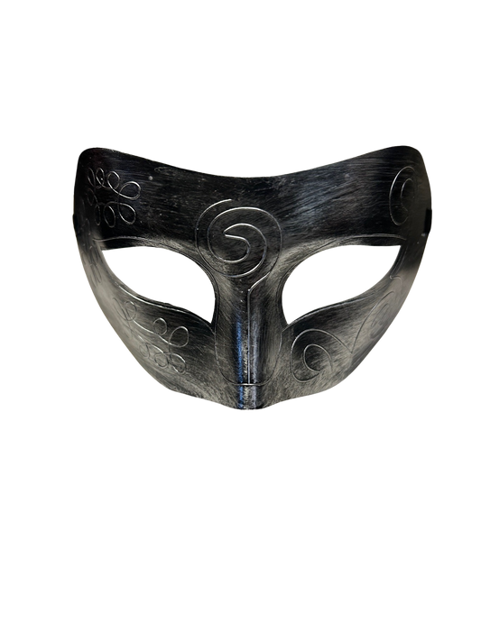 Venetian Style Masquerade Mask (Tarnished Silver with swirl design)
