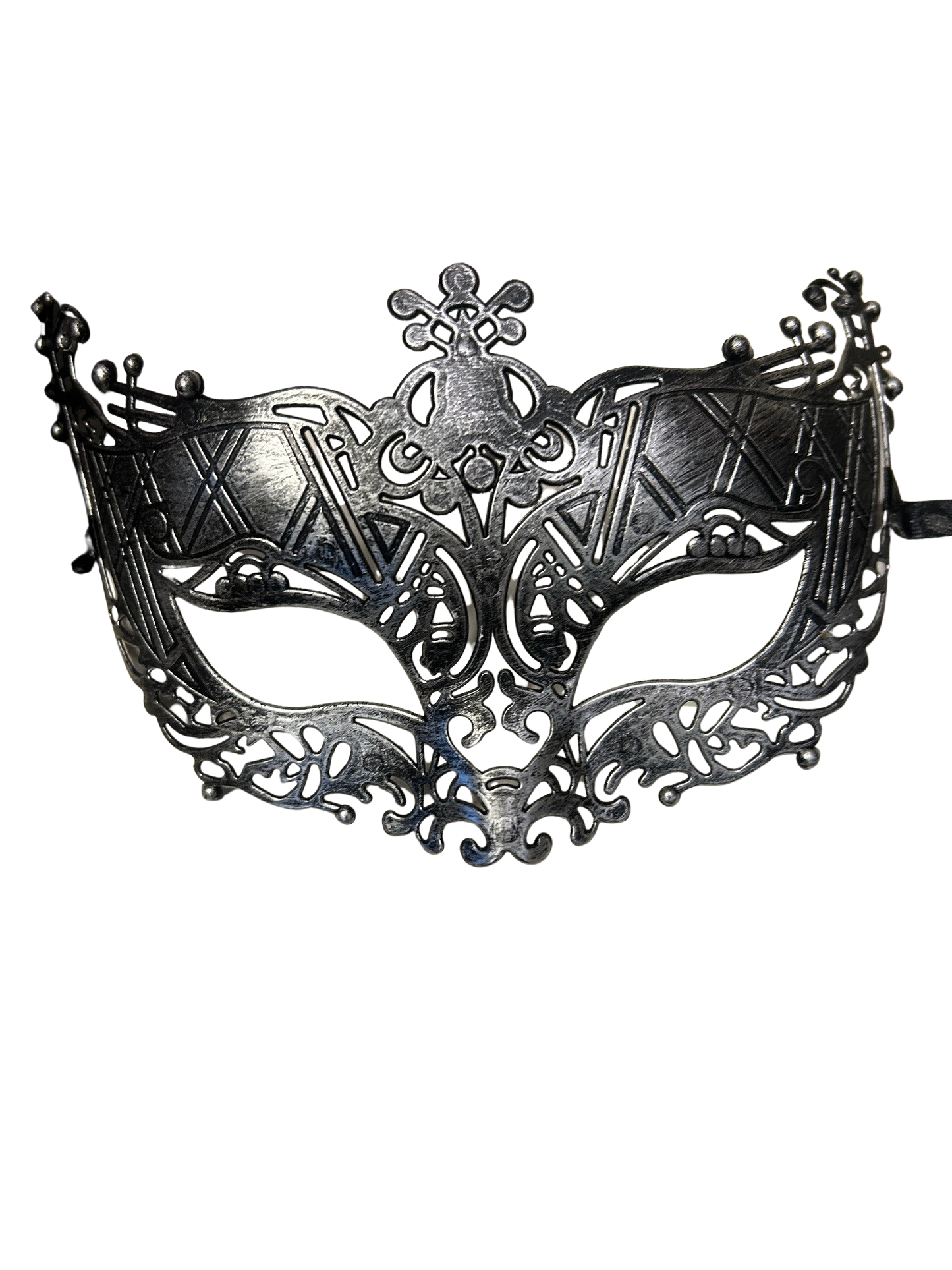 Venetian Style Ornate Masquerade Mask (Silver)