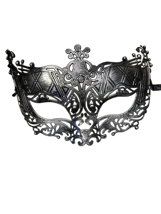 Venetian Style Ornate Masquerade Mask (Silver)