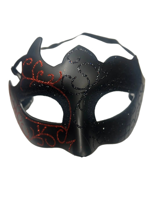 Glitter Masquerade Mask (Red/Black)