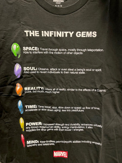 Camisa de información de gemas de Marvel