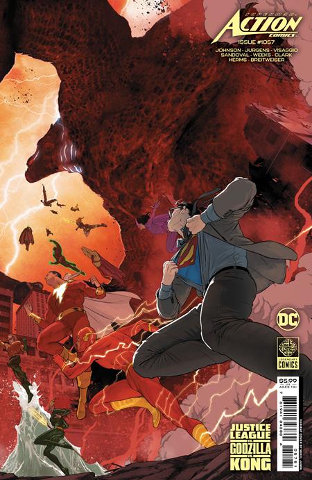 09/26/23 ACTION COMICS #1057 CVR F MIKEL JANIN JUSTICE LEAGUE VS GODZILLA VS KONG CARD STOCK VAR