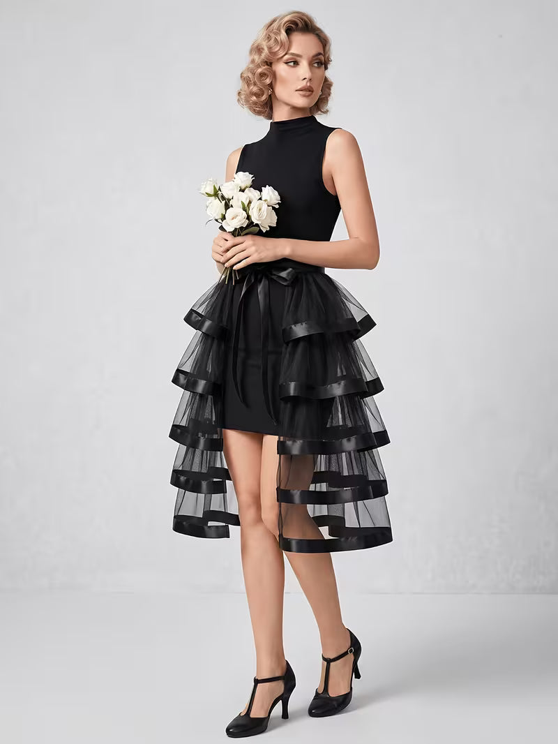 Balloon Skirt (Black and Sheer)