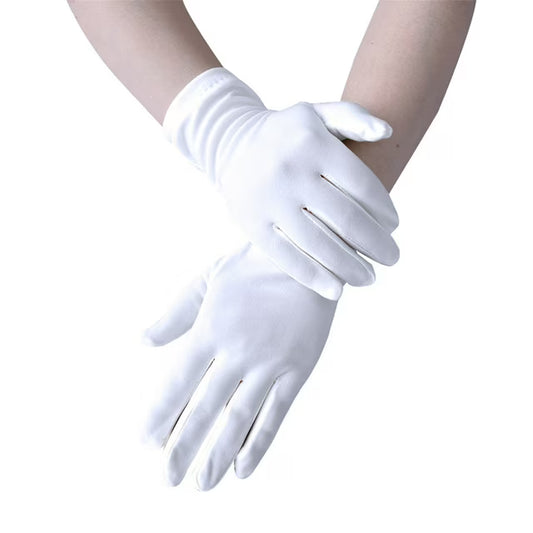 Wrist Length Gloves - Child - White Satin