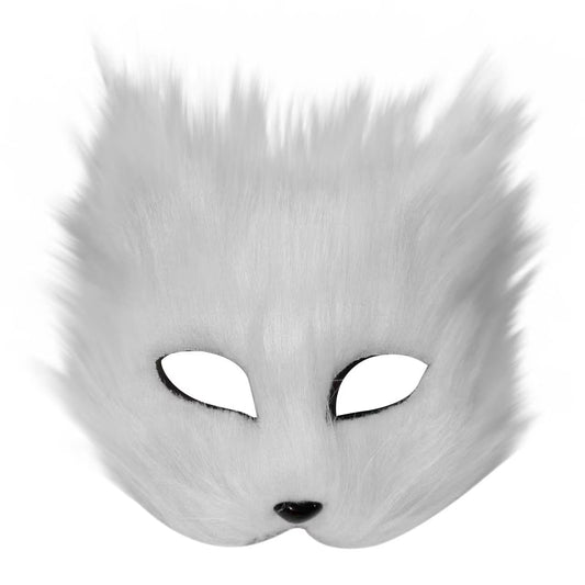 Snowy WhiteFaux Fur Therian Mask