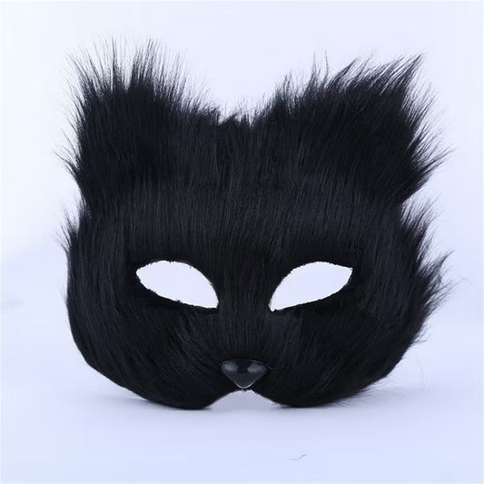 Black Faux Fur Animal Mask