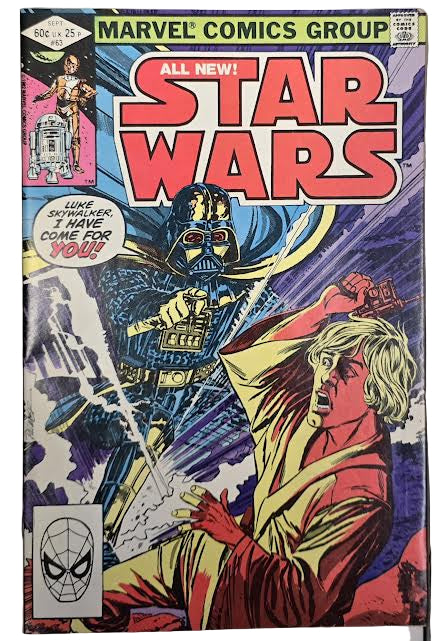 Comic book cover featuring Darth Vader and a character with a purple background, titled 'Star Wars'.