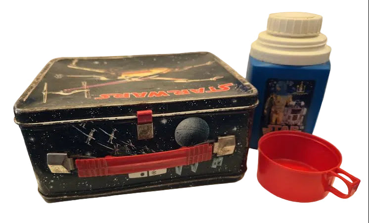 Vintage 1977 Star Wars Thermos Metal Lunch Box with Thermos Cup