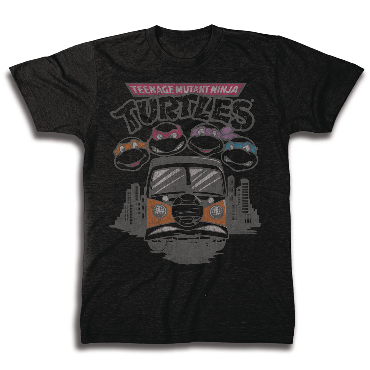 Camisa TMNT Heads and Turtle Van Charcoal Heather