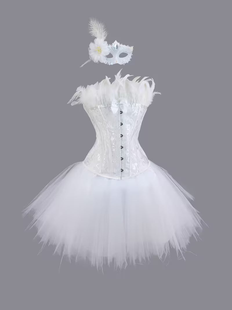 Masquerade Ball Dress (White) w/ mask