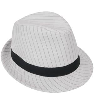 WEISSER GANGSTER-FEDORA MIT SCHWARZEN STREIFEN