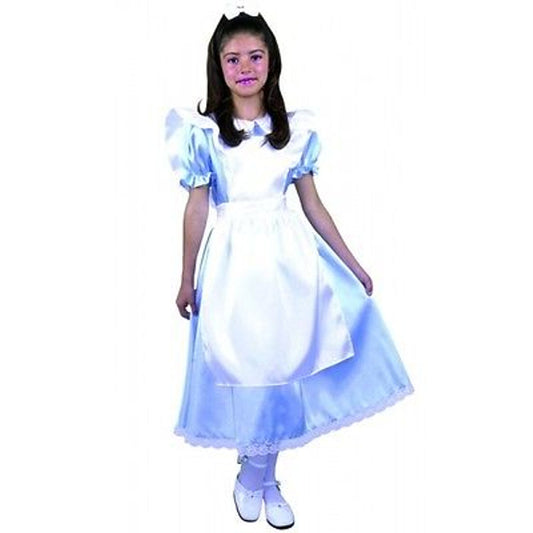 Person wearing a white dress with blue accents on a white background