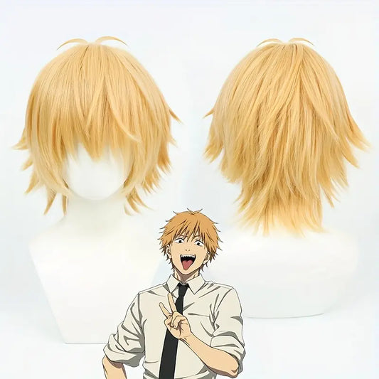 Golden Blonde Bob Hair with Bangs Anime Wig