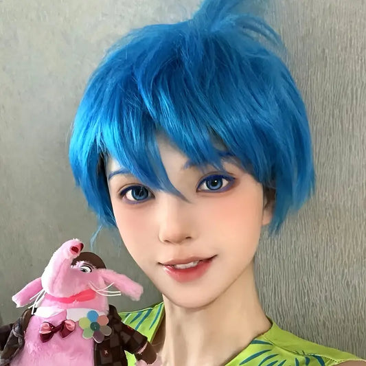 Short Anime Flip Wig / Joy and Aversion Wig (Ice Blue)
