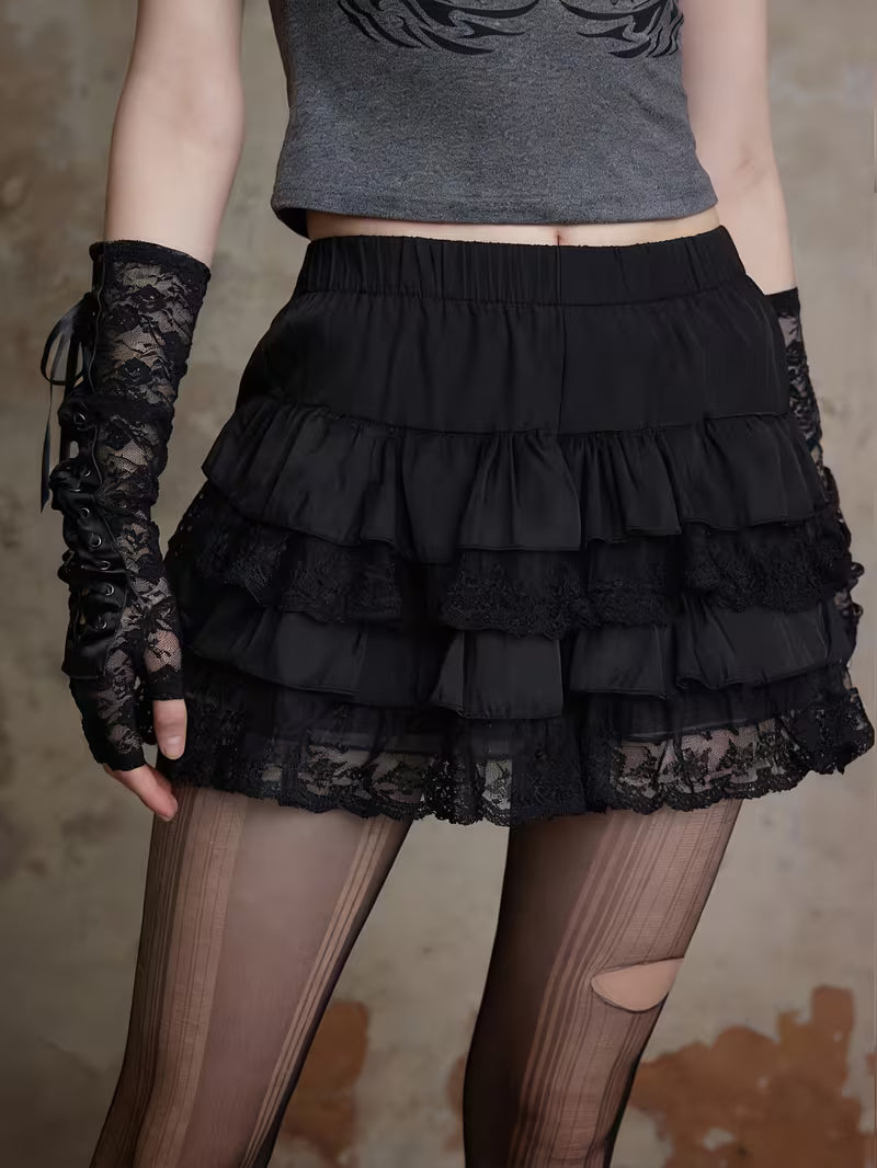 Lace Skirt / Gothic/ Tutu (Black)