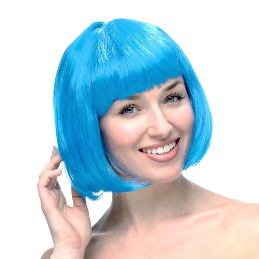 Short Bob Wig with Bangs, Cosplay (Ice Blue) (10")