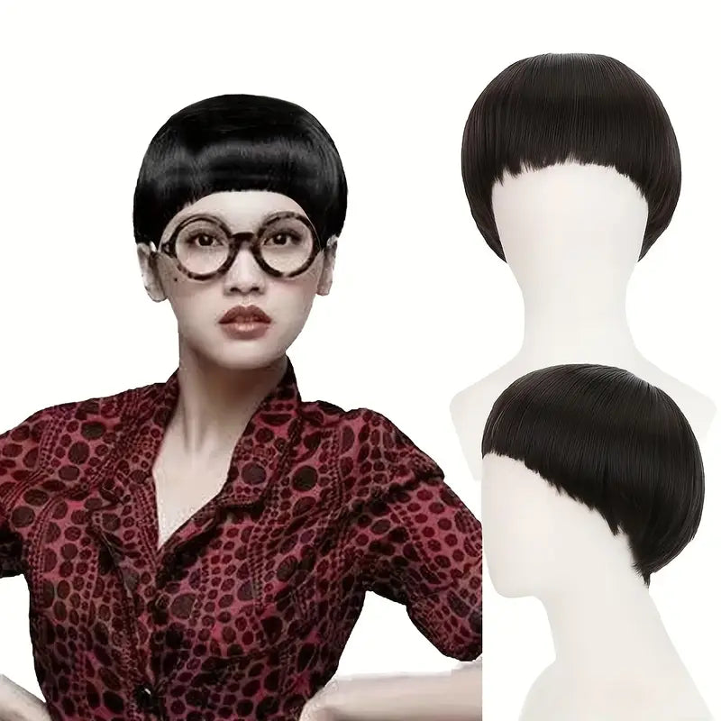 Black Short 1960's Bowl Cut Mushroom (Beatles) Wig