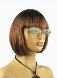 Short Bob Wig with Bangs, Cosplay (Brown) (12")