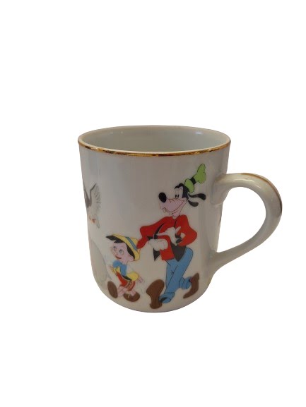 Vintage Disney Mickey Mouse Characters On Parade Gold Rimmed Tea Cup