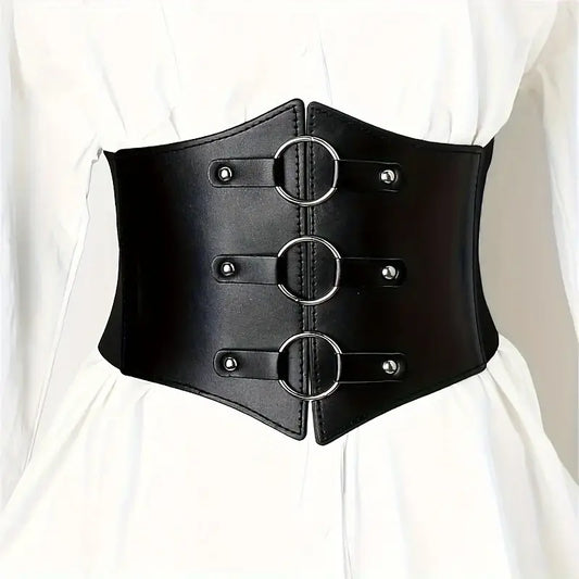 Women's Elastic Waist Cinching Wide Belt Black