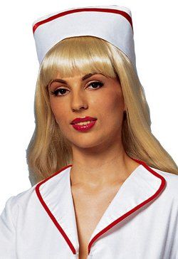 Deluxe Nurse Hat with Red Stripe