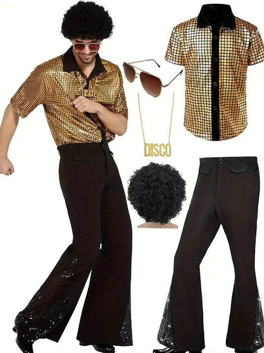 Men's 70s Disco Gold Costume Shirt