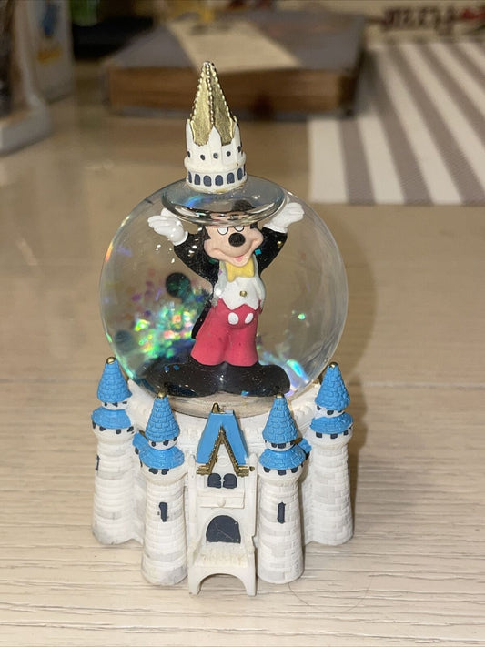 VINTAGE Disney Mickey Mouse Magic Kingdom Castillo Mini Globo de Nieve