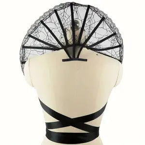 Victorian Gothic Bone-Embellished Stand-Up Collar Cape