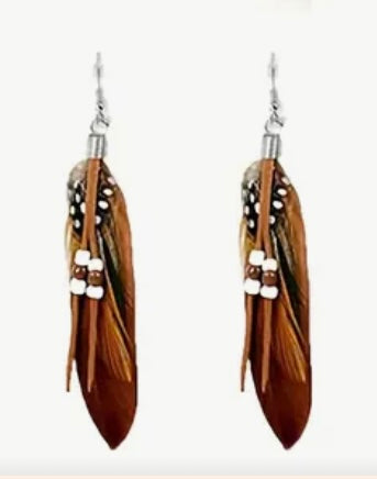70s Hippie Feather Earrings