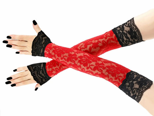 Lace Arm Glove - Black and Red