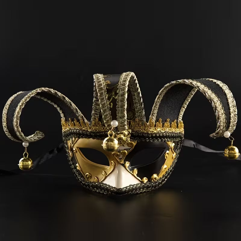 Carnival Jester Masquerade Mask (Black)