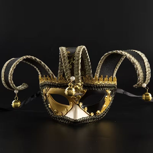 Carnival Jester Masquerade Mask (Black)