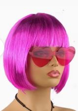 Short Bob Wig with Bangs, Cosplay (Hot Pink) (12")