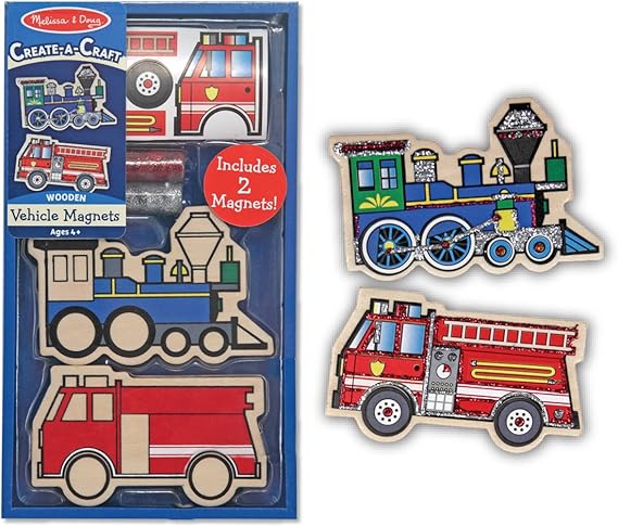 Melissa & Doug Create-A-Craft Wooden Vehicles Magnets (2 pieces)