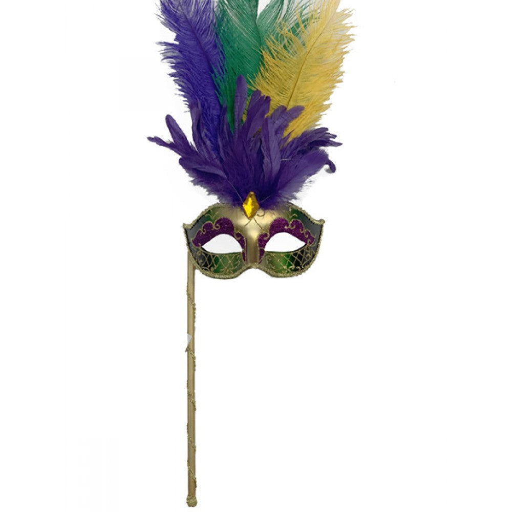 Handheld Mardi Gras/ Masquerade Mask - Harlequin