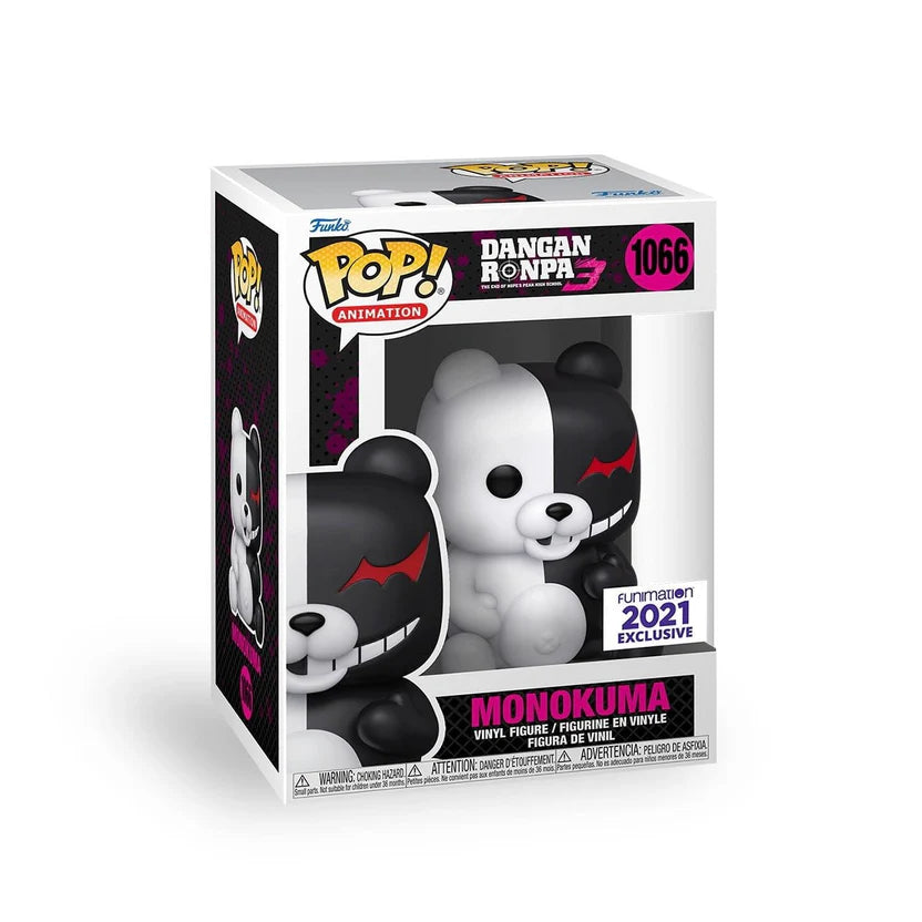 Funko Pop! vinyl figure packaging with Monokuma design on a white background