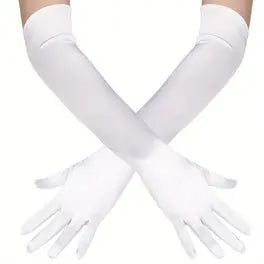 White Satin Opera Gloves