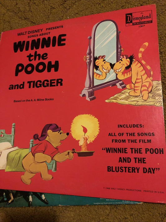 Disneyland graba canciones sobre Winnie The Pooh &amp; Tigger 1968 Vinilo Vintage