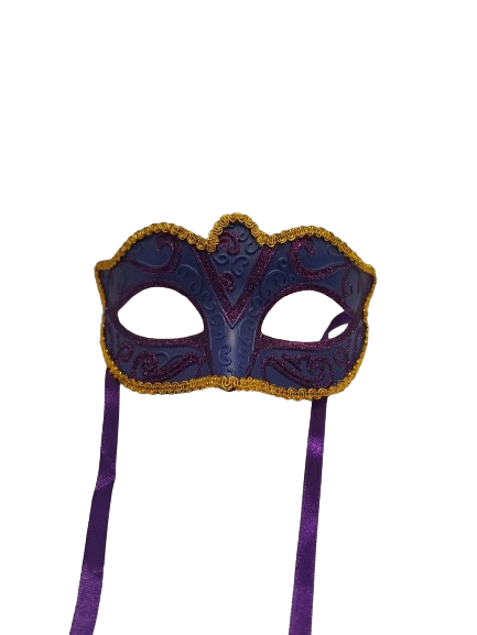 Masquerade Half Mask - Purple w/ Gold Trim