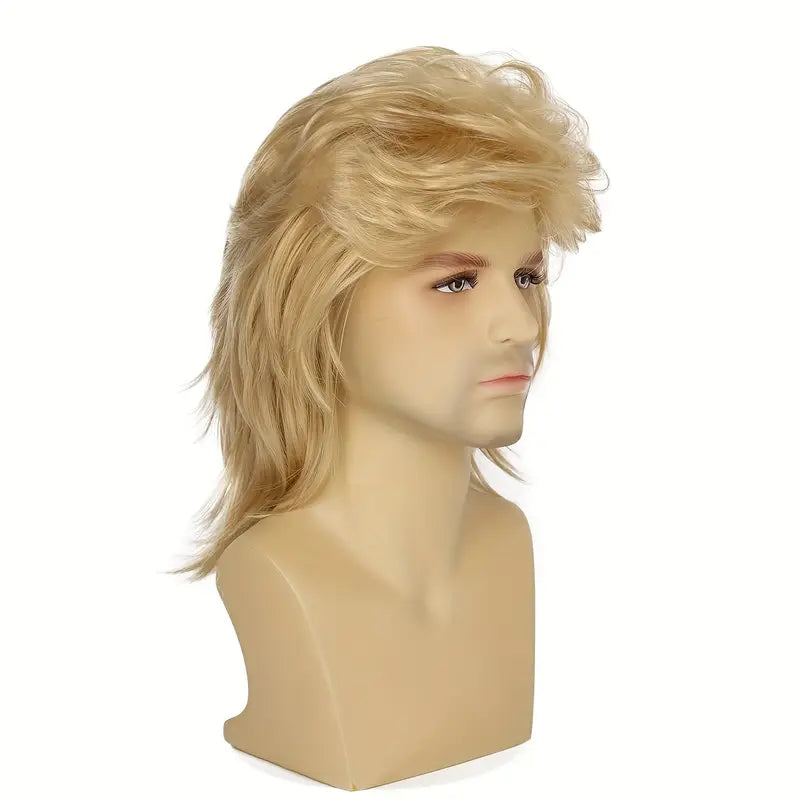 Golden Era Vintage Rocker guy mullet wig (Golden)