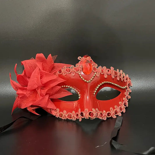 Lily Flower Masquerade Mask (Red)