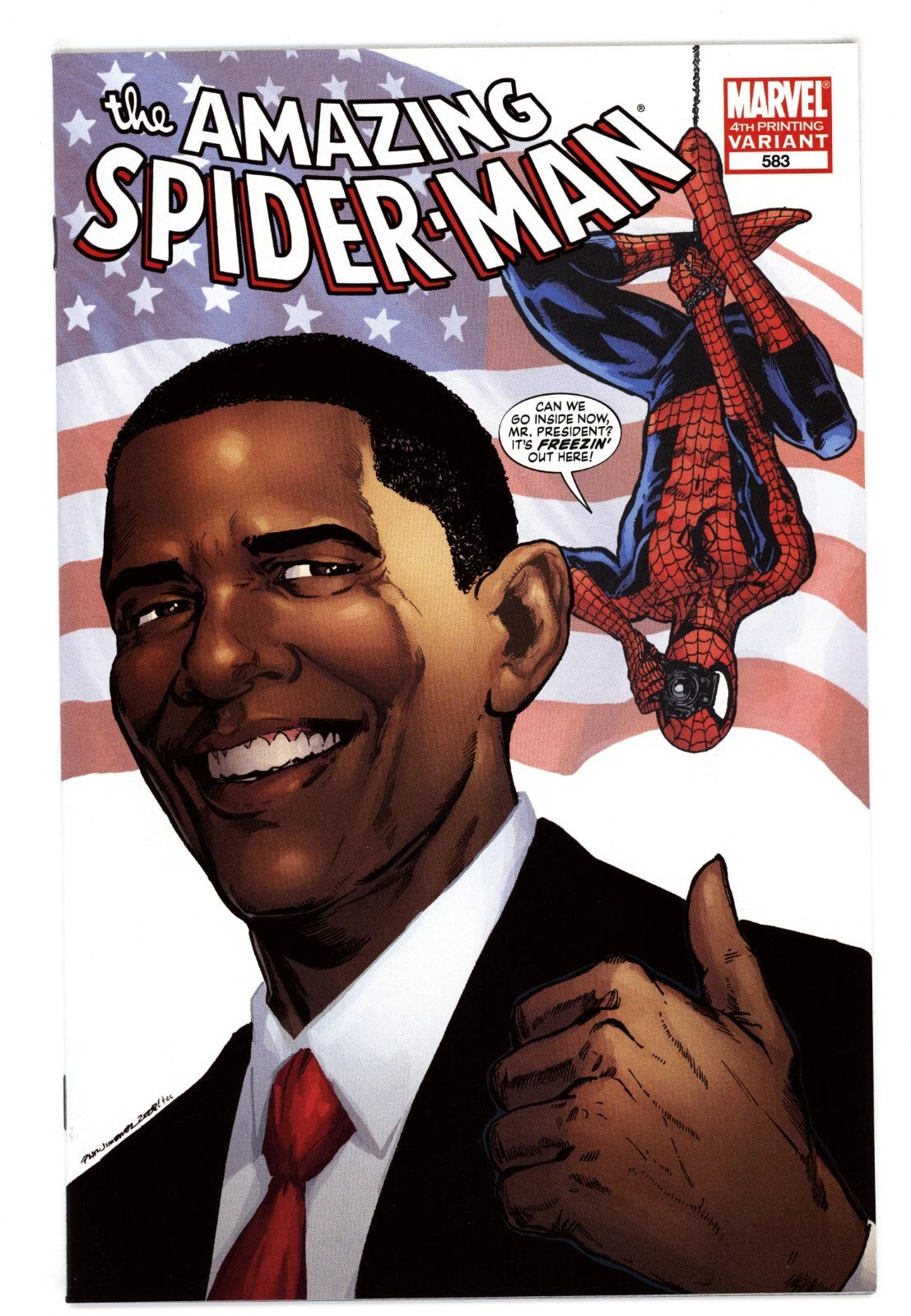 The Amazing Spider-Man #583 4th Printing Variant Phil Jimenez Obama Cover (2009)