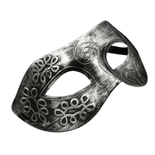 Decorative mask with intricate designs on a white background