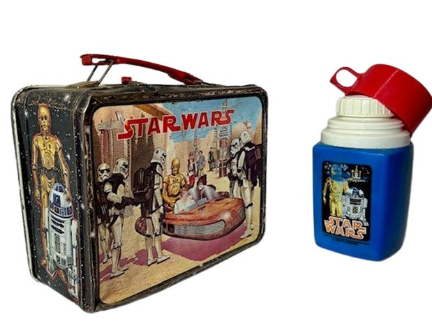 Vintage 1977 Star Wars Thermos Metal Lunch Box with Thermos Cup