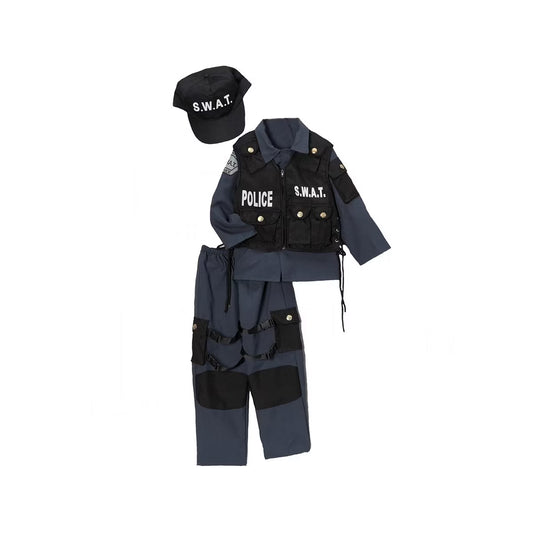 Children's police and SWAT costume set on a white background