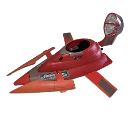Red toy spaceship on a white background Star Wars