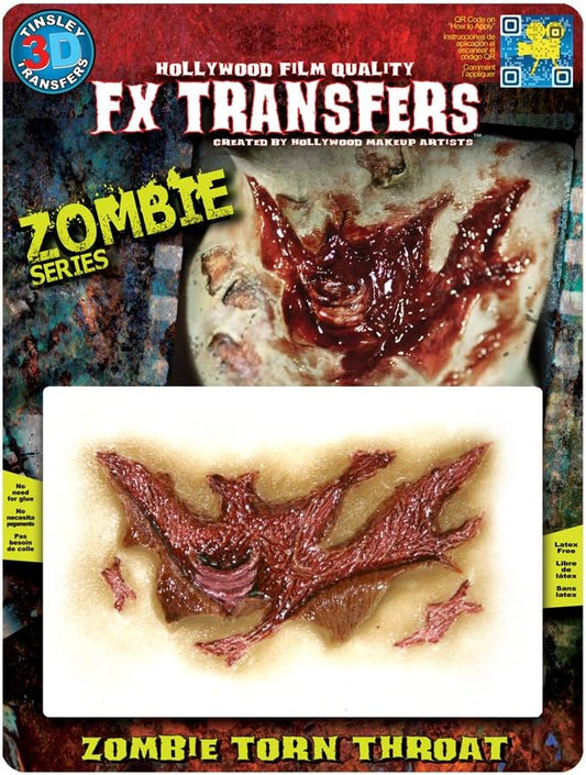 Tinsley 3D FX Transfers Zombie Torn Throat Makeup